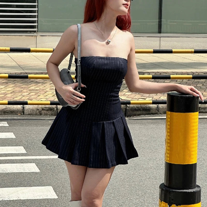A-line Striped Summer Y2K Mini Dress