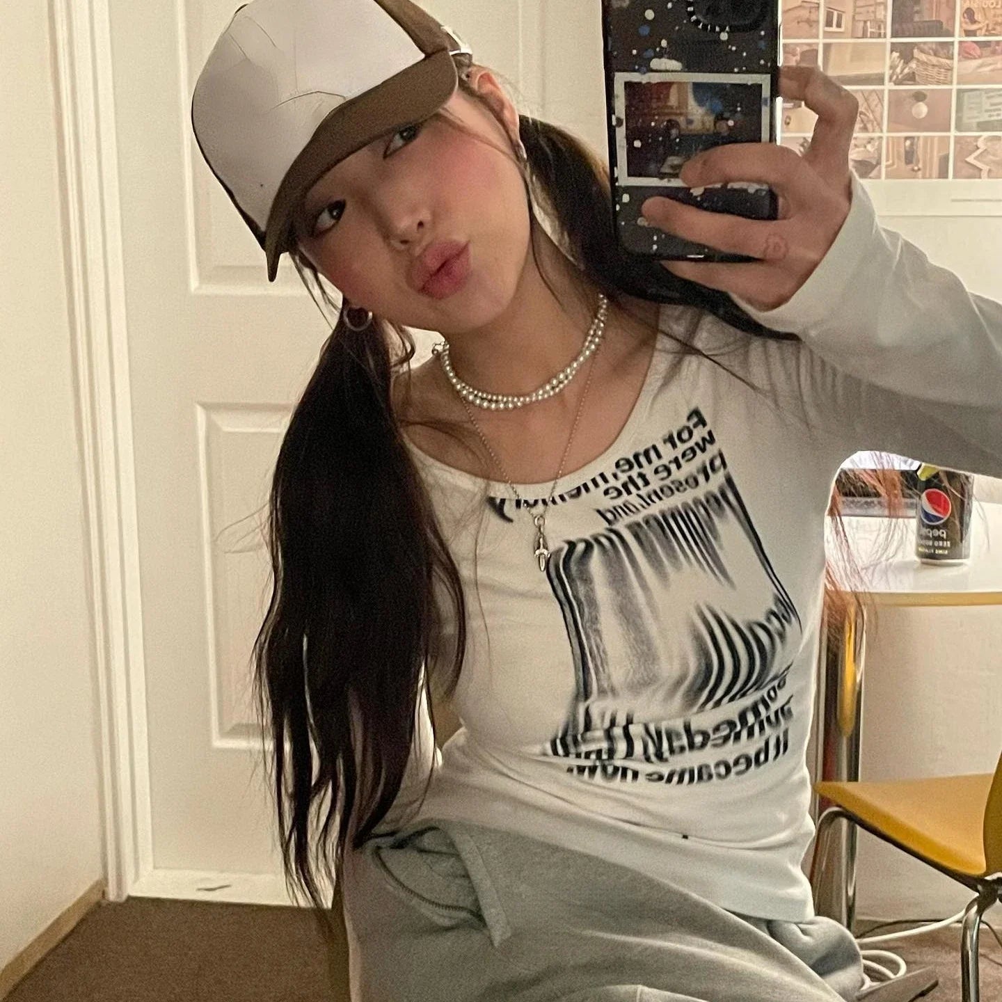 Womens Long Sleeve Y2K Graphic Top