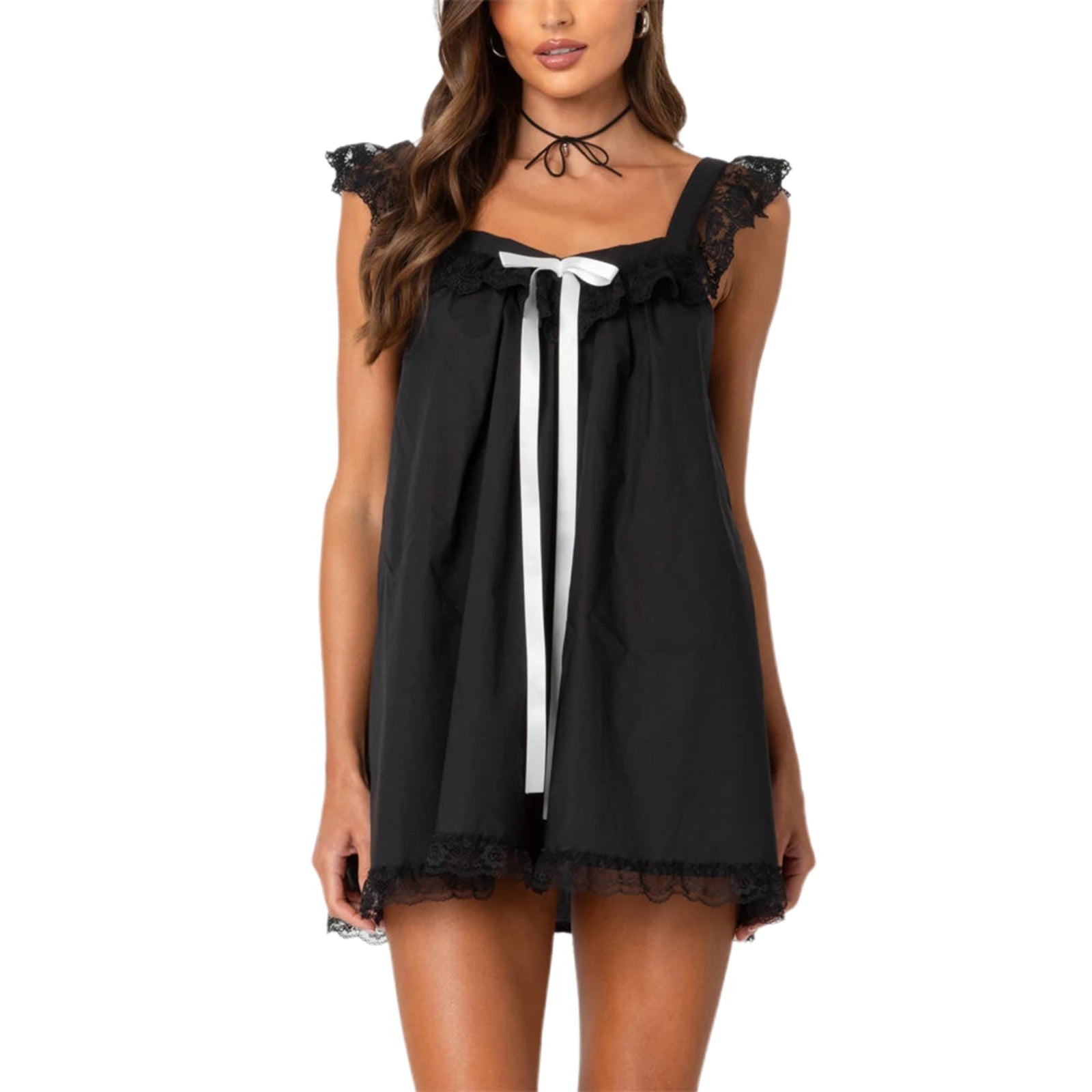 Women's Sleeveless Y2K Lace Trim Mini Dress