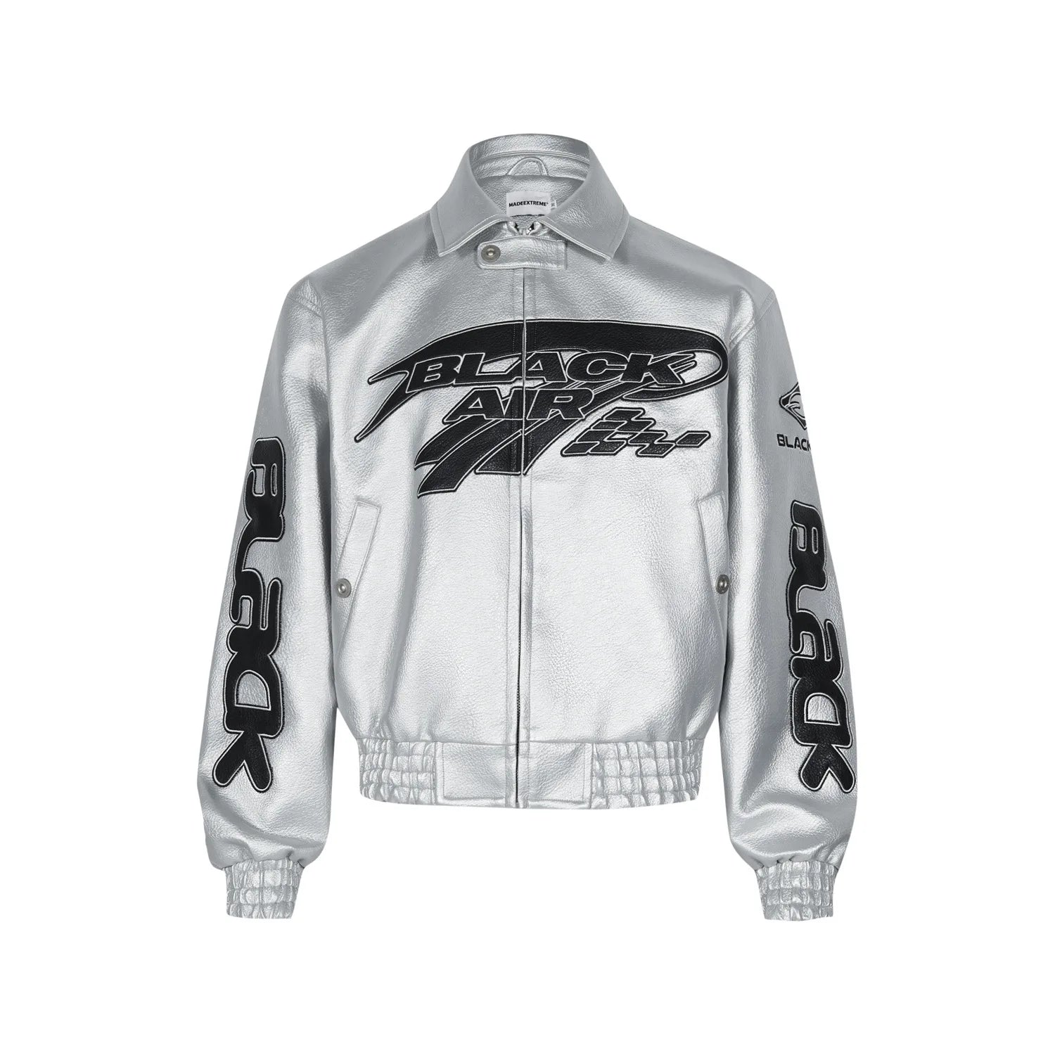 Y2K Black Air Embroidered Racing Leather Jacket