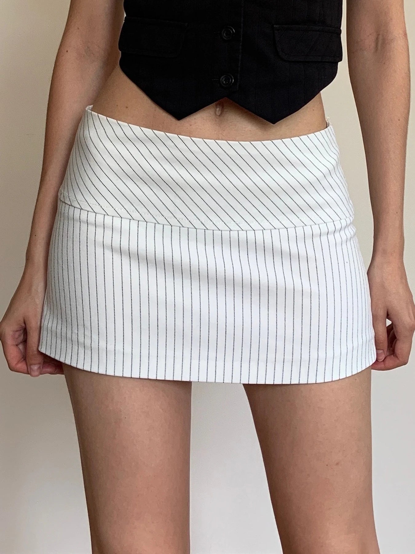 Y2K Business Aesthetic Pinstriped Low Waist Mini Skirt