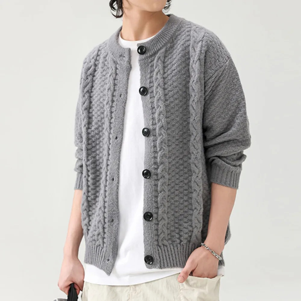 Y2K Cable Knit Button Cardigan Sweater