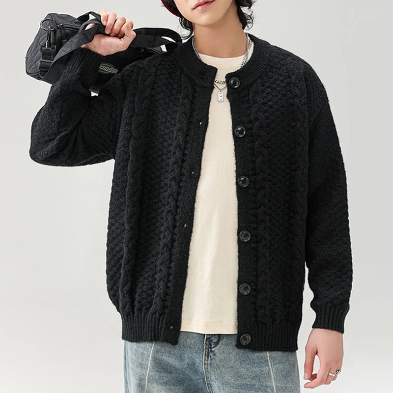 Y2K Cable Knit Button Cardigan Sweater