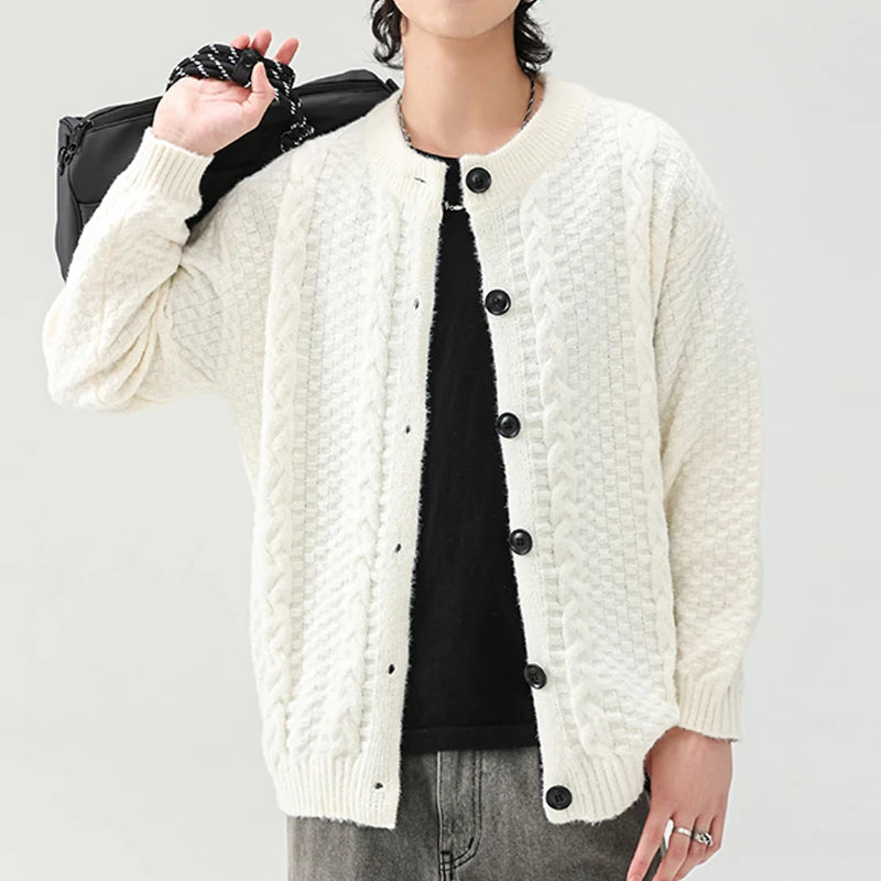 Y2K Cable Knit Button Cardigan Sweater