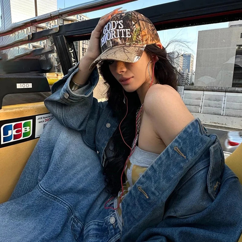 Y2K Camo God's Favourite Baseball Cap