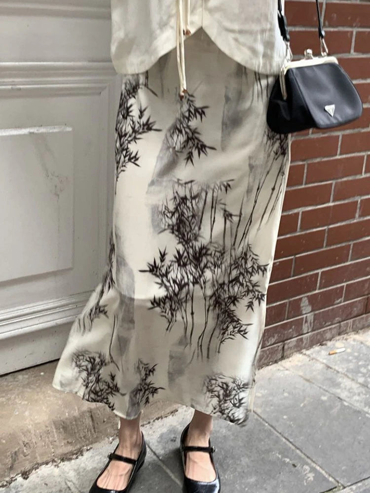 Y2K Chinese Style Maxi Skirt