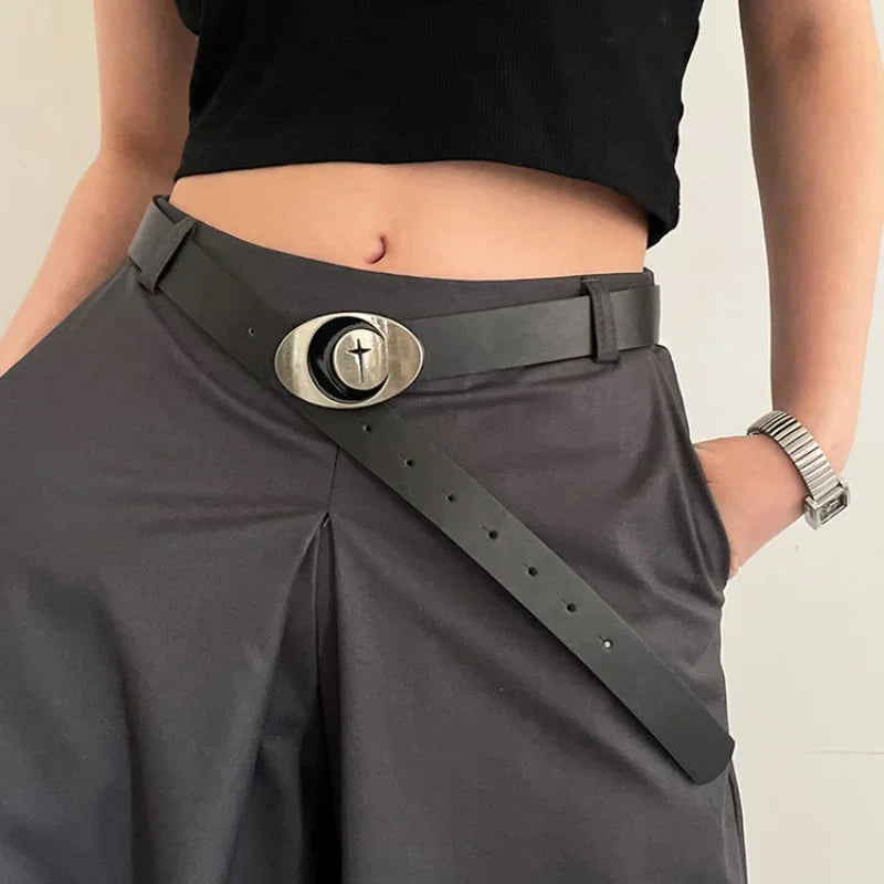 Y2K Cross Moon Buckle Belt