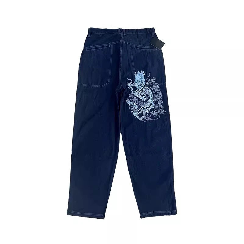 Y2K Dragon Embroidery Baggy Skater Jeans