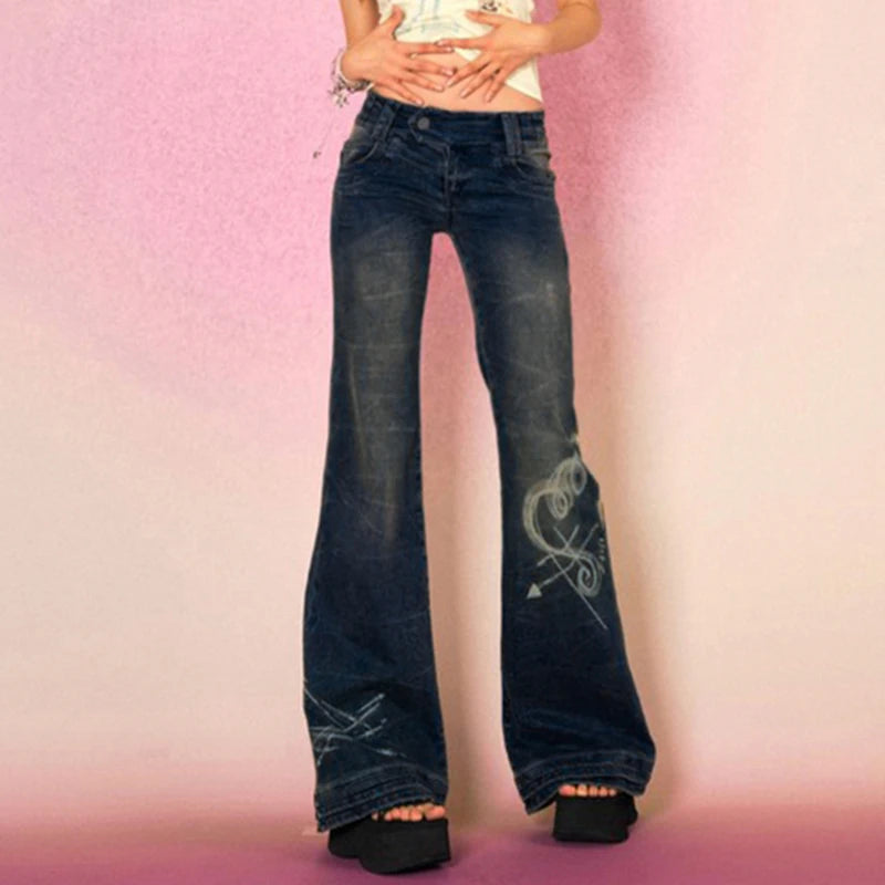 Y2K Fairycore Skinny Low Rise Flared Jeans