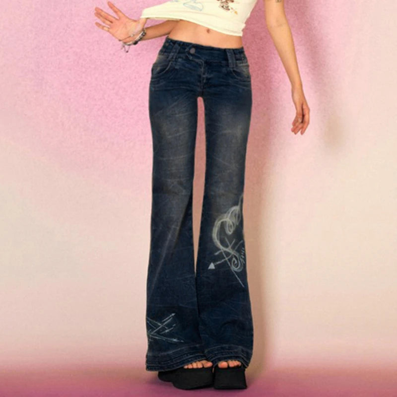 Y2K Fairycore Skinny Low Rise Flared Jeans