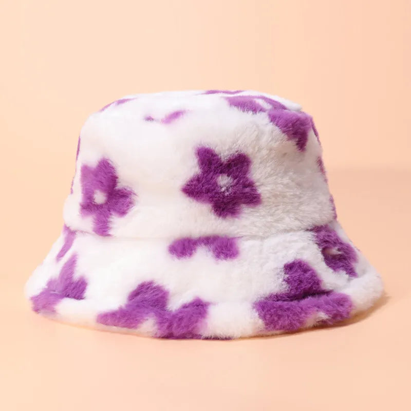 Y2K fluffy Cow Print Bucket Hat