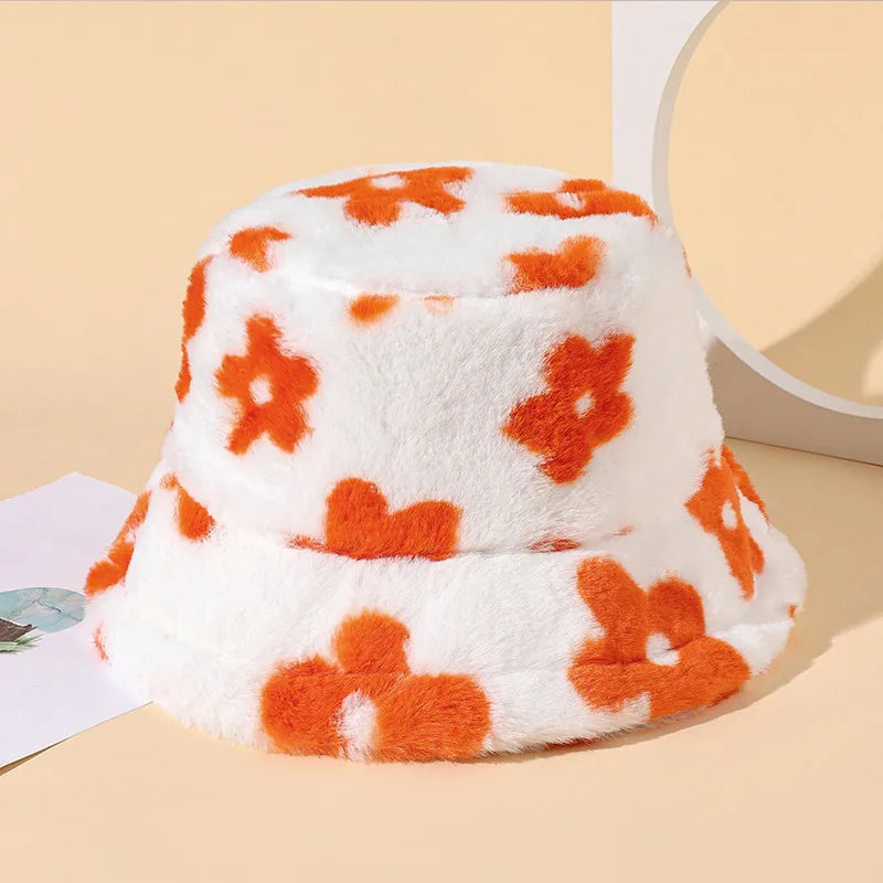 Y2K fluffy Cow Print Bucket Hat