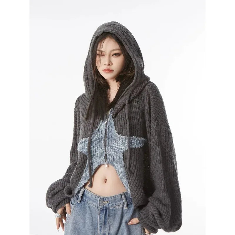 Y2K Grunge Women's Cardigan Sweater Zip Up