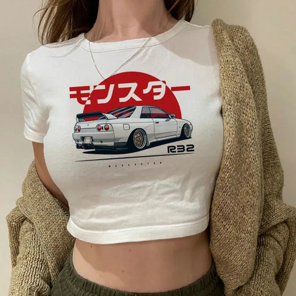 Y2K Japanese Racing Crop Top