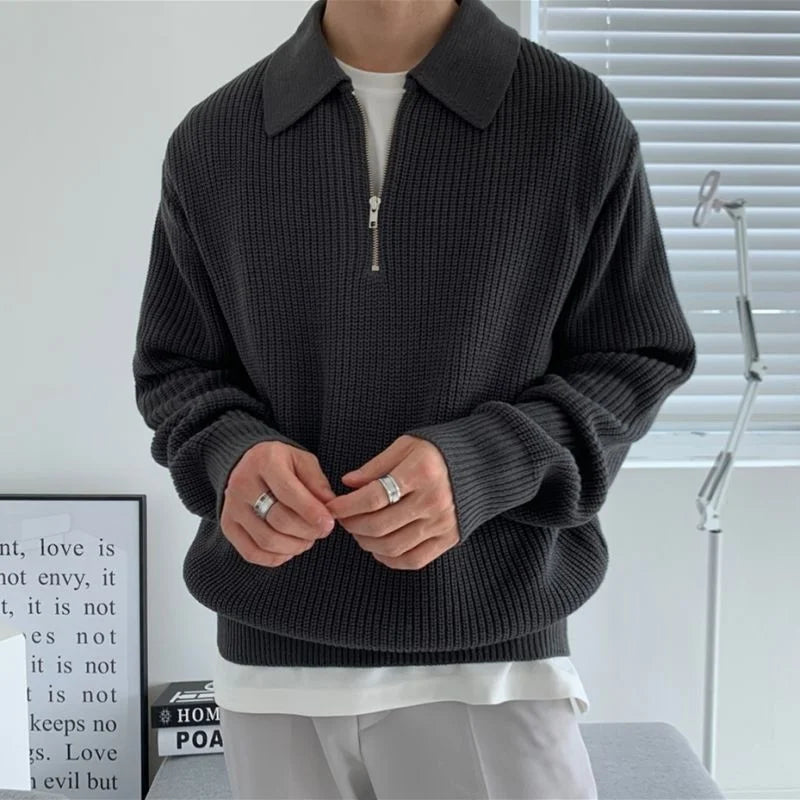 Y2K Knitted Lapel 1/4 Zip Jumper Sweater