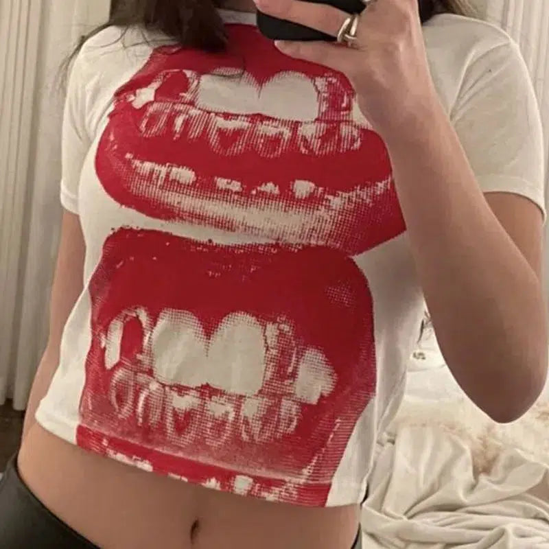 Y2K Lips Crop Top