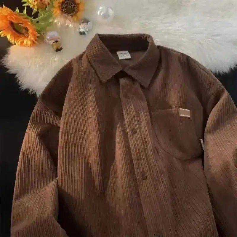 Y2K Long Sleeve Corduroy Shirt