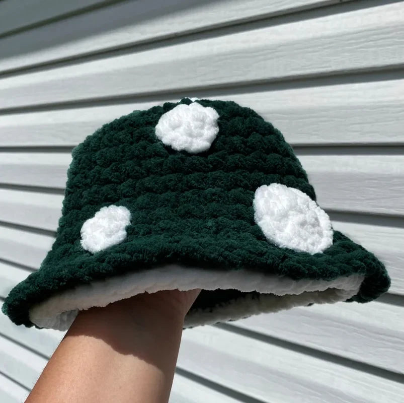 Y2K Mushroom Knit Bucket Hat
