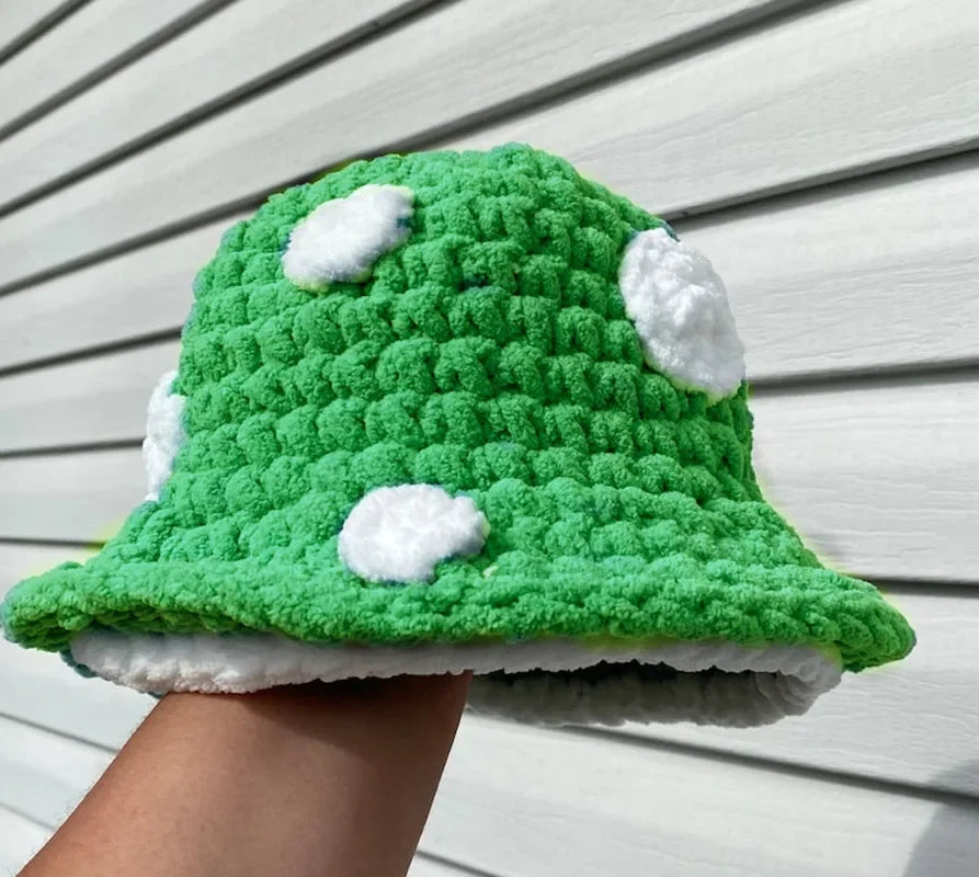 Y2K Mushroom Knit Bucket Hat