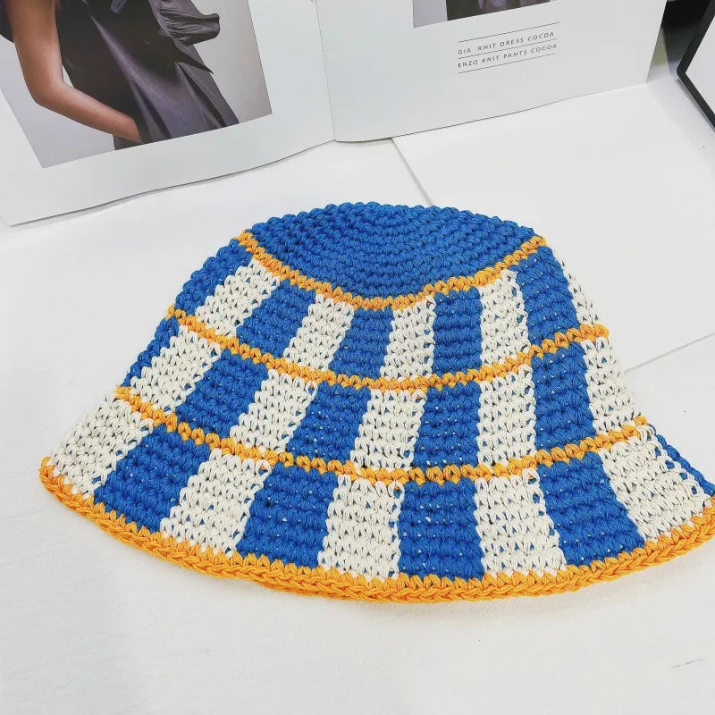 Y2K Plaid Knit Bucket Hat