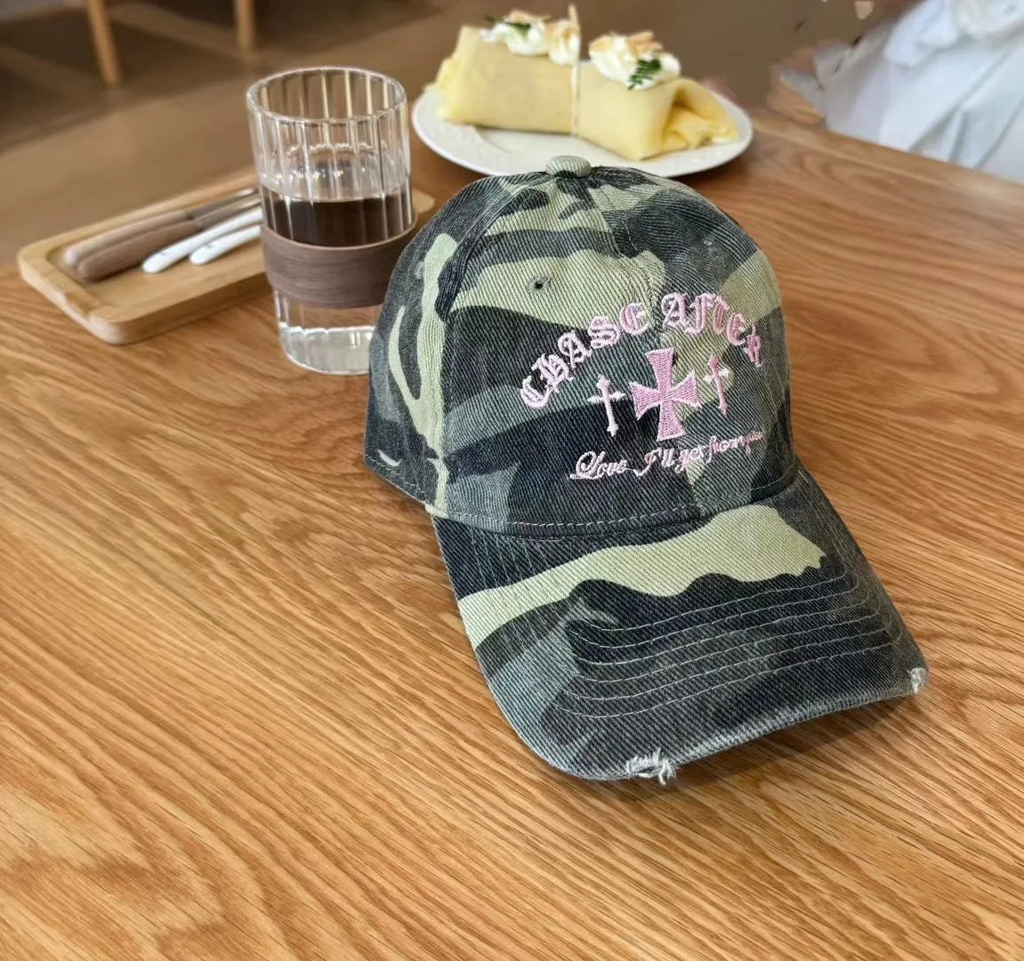 Y2K Retro Cross Camo Baseball Cap