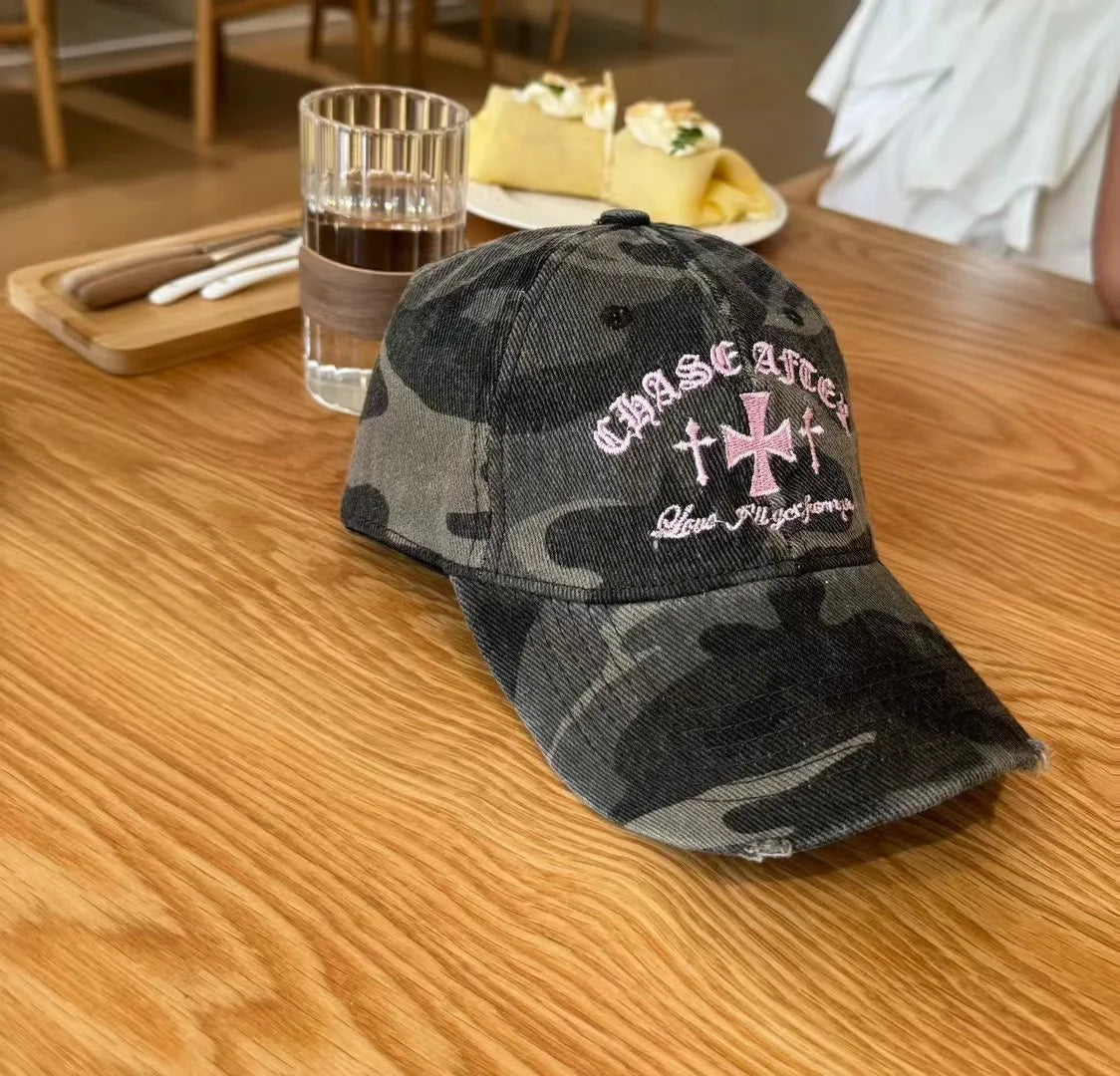 Y2K Retro Cross Camo Baseball Cap