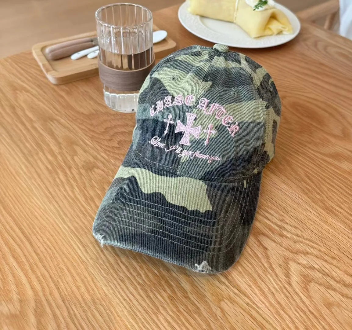 Y2K Retro Cross Camo Baseball Cap