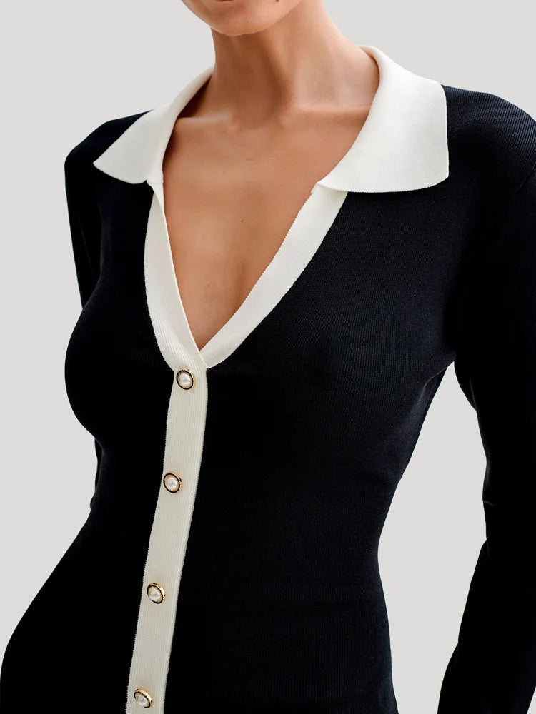 Y2K Ruffled Bow Knit Mini Dress