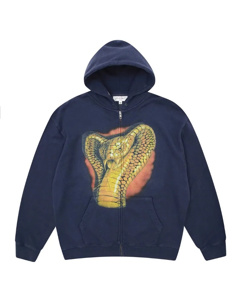 Y2K Sneaky Snake Graphic Zip Up Hoodie