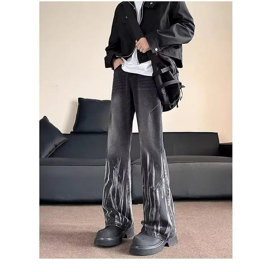 Y2K Sticks Washed Denim Black Flared Jeans