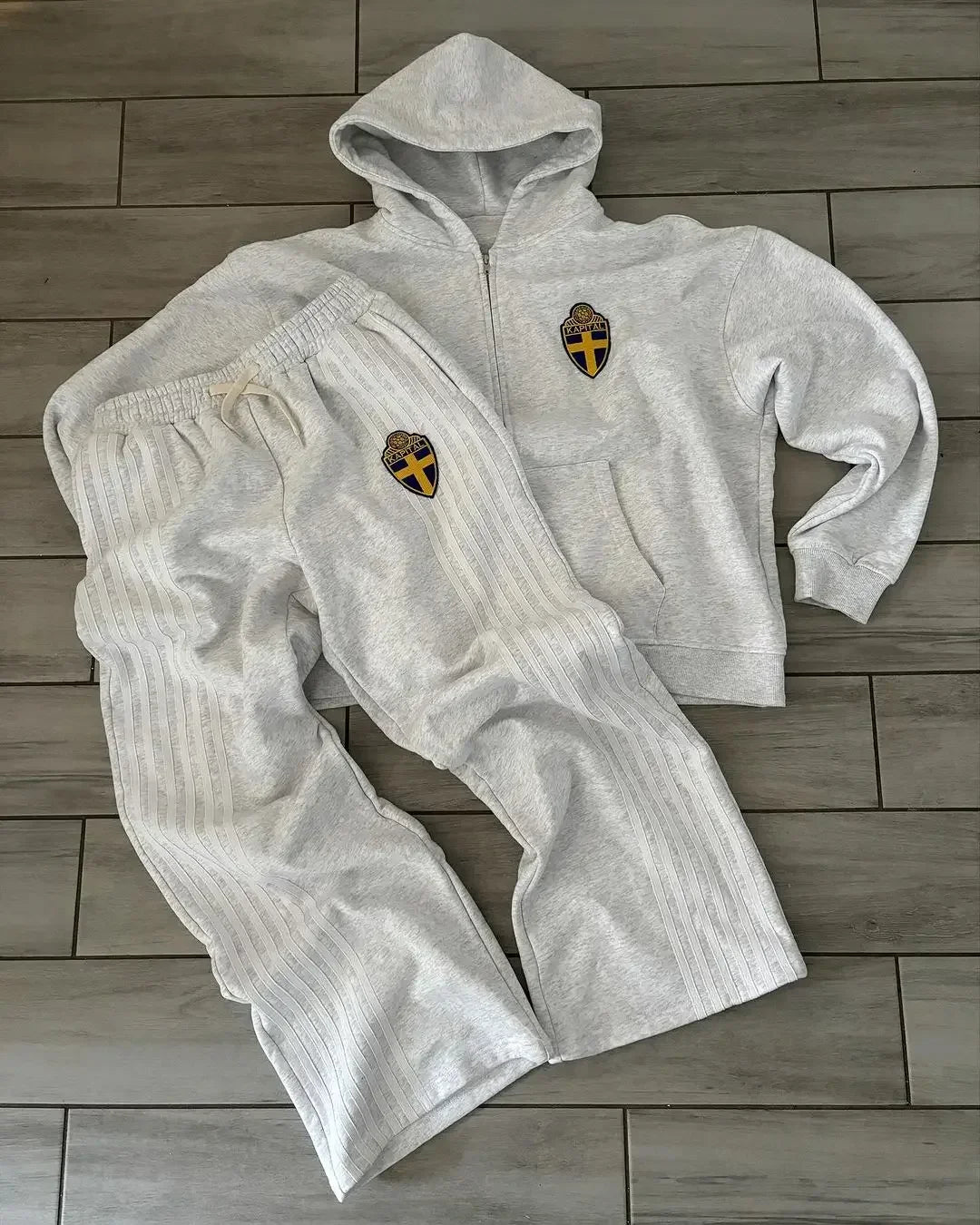 Y2K Swedish Logo Zip Up Hoodie Tracksuit