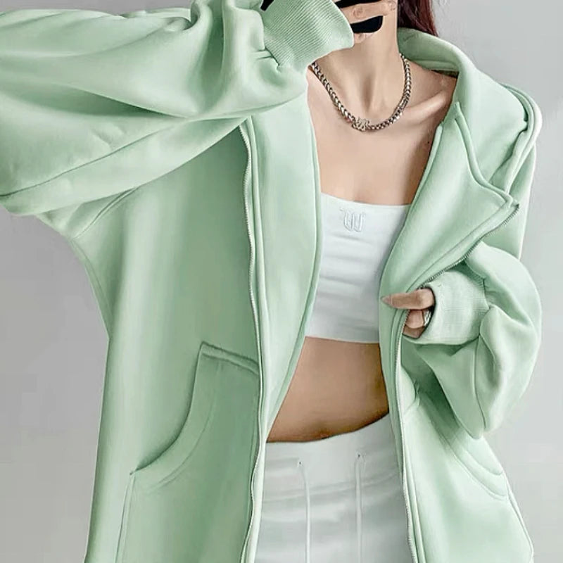 Y2K Thin Womens Full Zip Up Hoodie