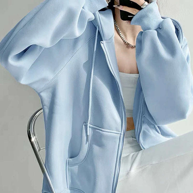 Y2K Thin Womens Full Zip Up Hoodie