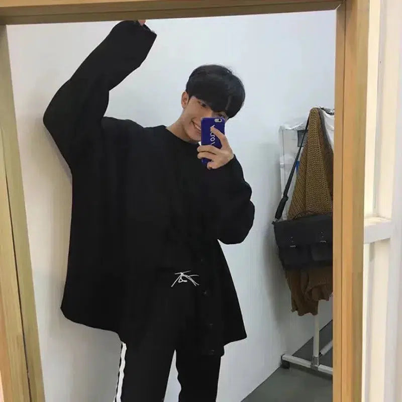 Y2K V-Neck Knit Baggy Cardigan