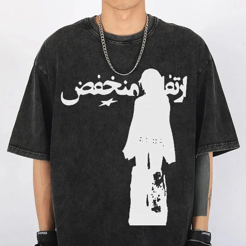 Y2K Washed Faded Graphic T Shirt