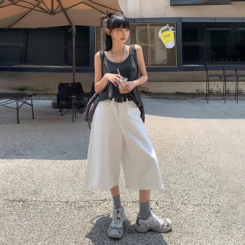 Y2K Wide Leg Denim Shorts Jorts