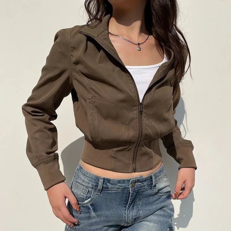 Y2K Zip Up Crop Jacket