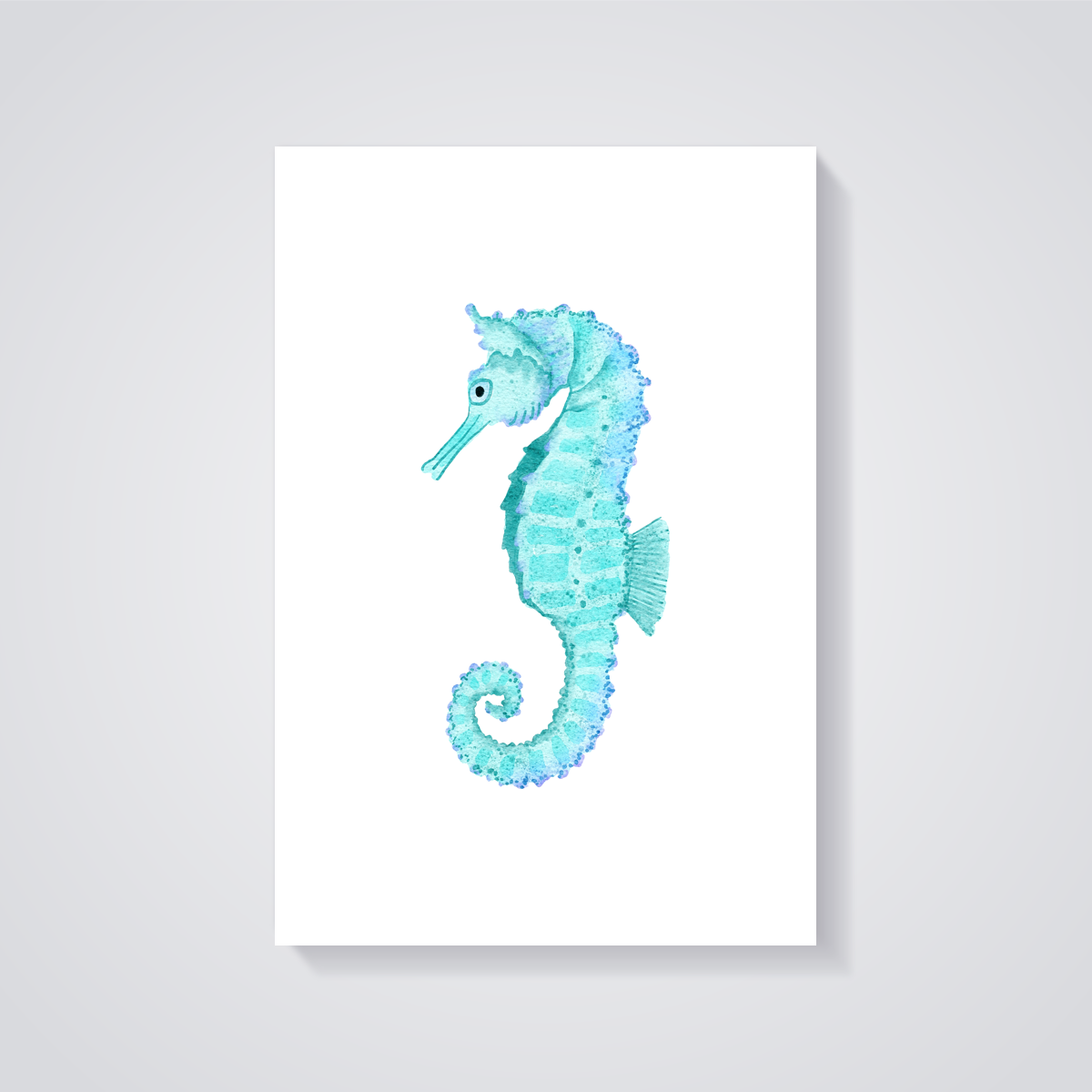 Teal Seahorse Watercolor Poster